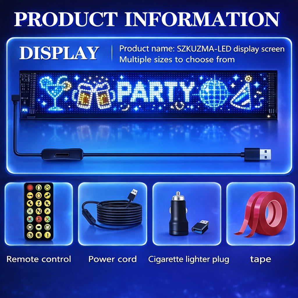 led scrolling party sign car charger app programmable