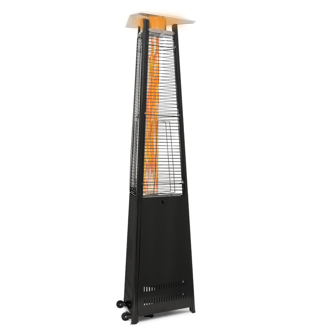 42,000 BTU Pyramid Patio Heater With Wheels Outdoor Propane Gas Standing Flame Heater Ideal For Patio, Backyard And Garden Use