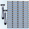 manual shaving kit set black gray non slip handle 6 layer