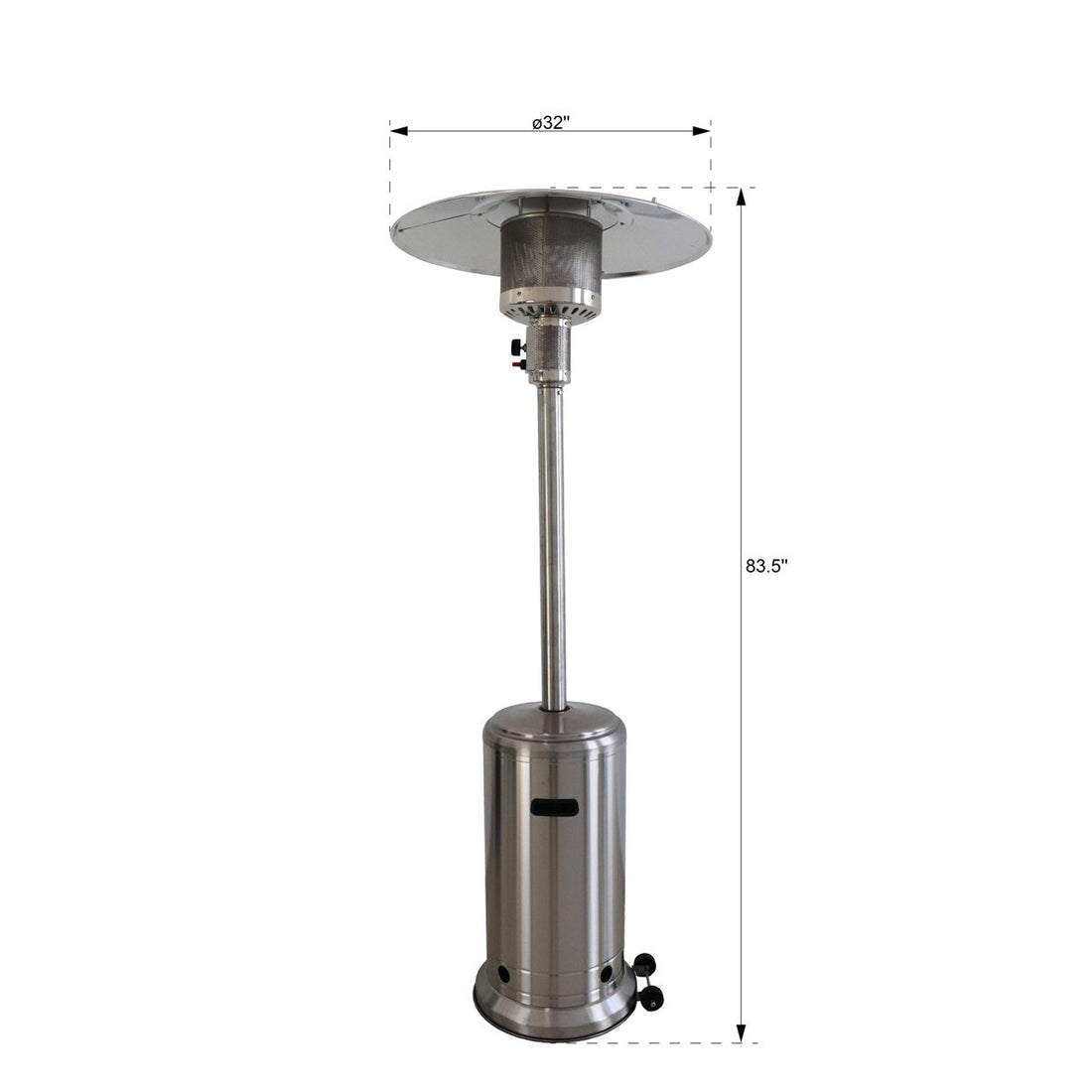 46000 Standing Patio Heating - Consistent Heat Supply, Steel Gray Finish, 32 In Depth, Feature Included Heater Provides Ample Heat, Aluminium Construction, 83.5 Height,
