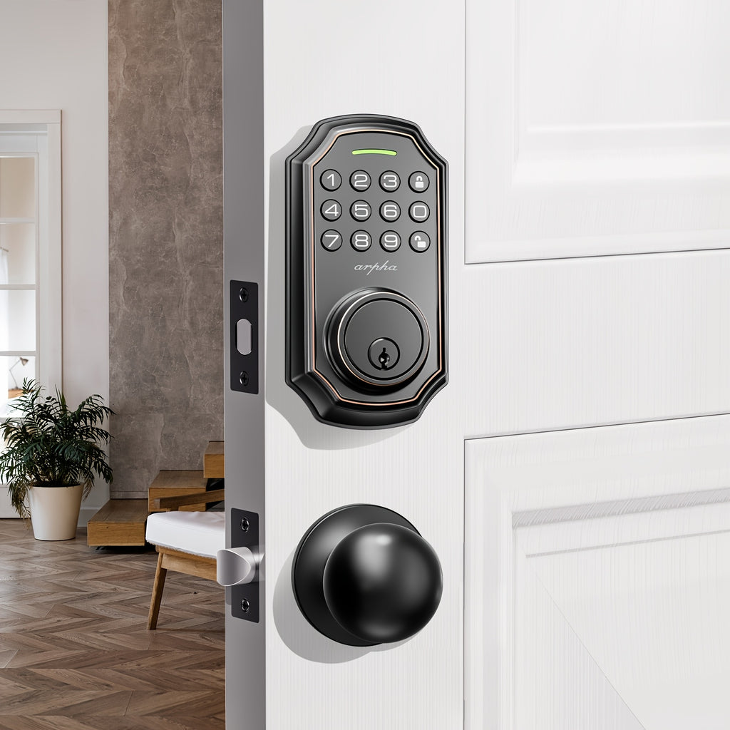 keyless smart door lock fingerprint handle   door