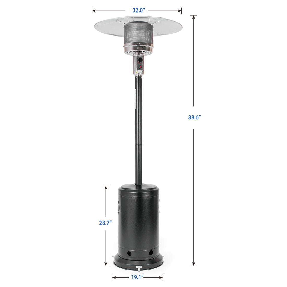 46,000 Btu Propane Patio Heater For Outdoor Use With Wheels Ideal For Backyard, Garden