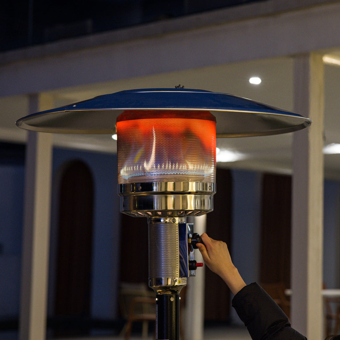 46,000 Btu Propane Patio Heater For Outdoor Use With Wheels Ideal For Backyard, Garden
