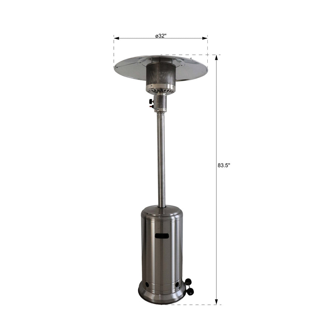 46,000 Standing Patio Heater - Efficient Heat Output, Steel Gray Look, 67.44 Lb Weight, Automatic Shut-Off Valve Equipped 46000 Provides Consistent Heat, Color, 20 Lbs Propane Tank Included, Easy