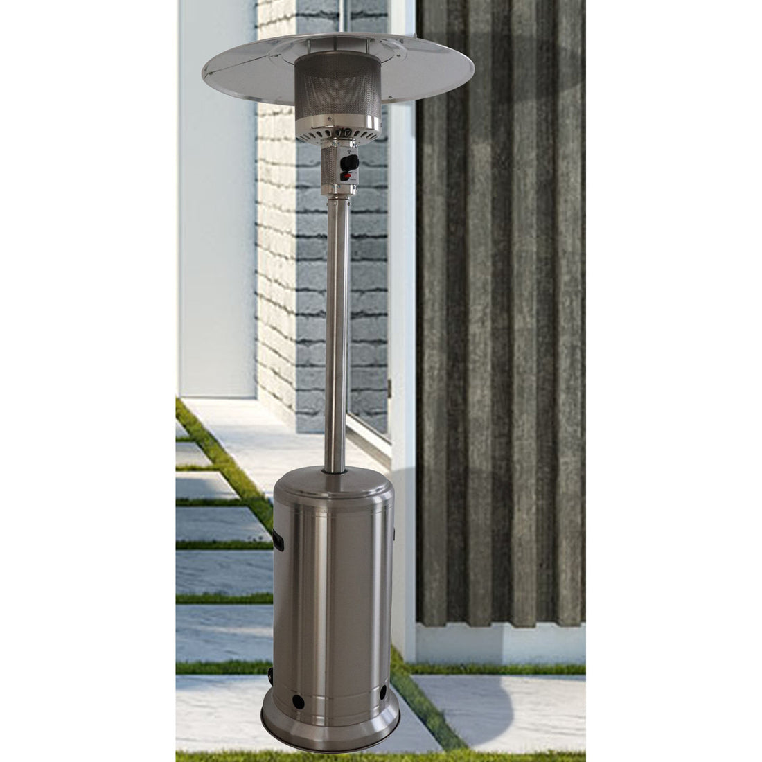 46,000 Standing Patio Heater - Efficient Heat Output, Steel Gray Look, 67.44 Lb Weight, Automatic Shut-Off Valve Equipped 46000 Provides Consistent Heat, Color, 20 Lbs Propane Tank Included, Easy