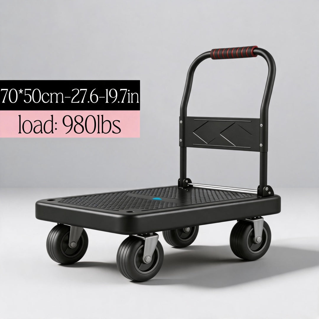 folding heavy-duty handcart,   handcart,   truck,   trolley, silent tpr wheels, thickened frame (1600/980/480/220 lbs), suitable for home renovation, material handling, moving, large item transportation,   and garages. - tools & home improvement