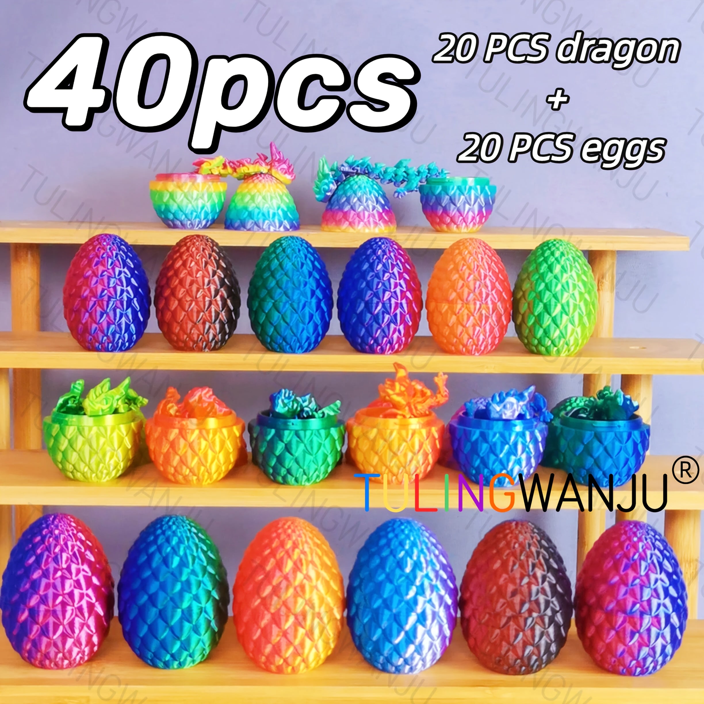 40pcs 3d printed dragon egg set decorative sculptures