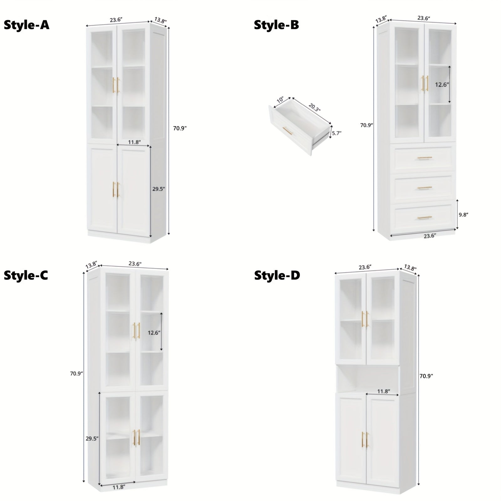 modular bookshelf display cabinet set glass doors drawers 5