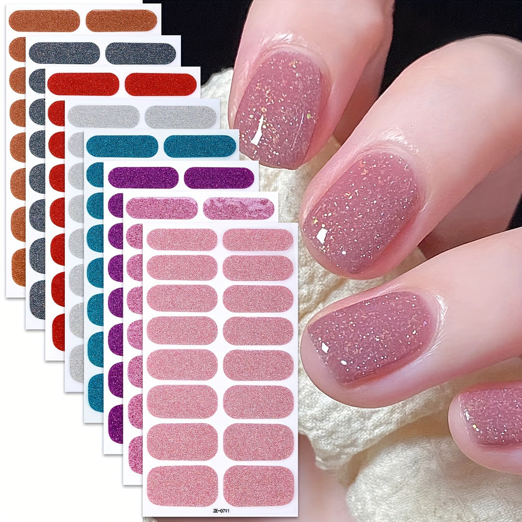 8 sheets nail full wraps nail polish strips pink nail