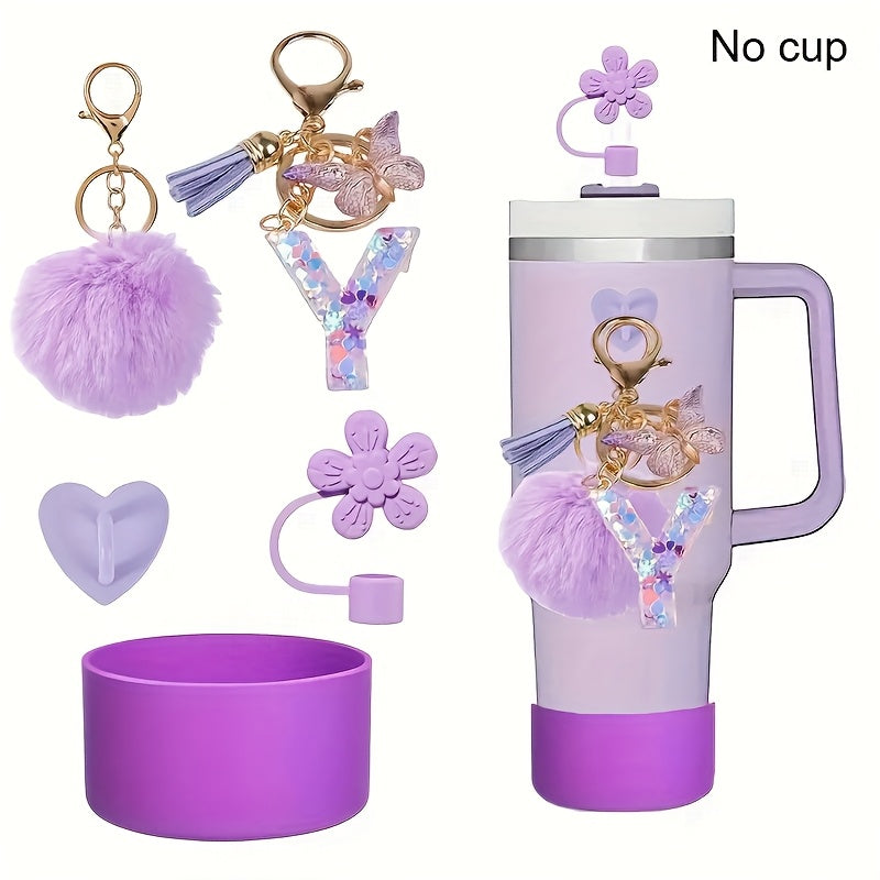 5pcs tumbler handle accessories set including resin alphabet