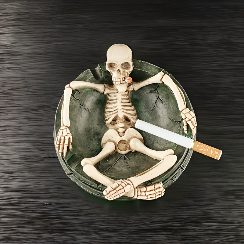 1pc gothic round skeleton ashtray durable   decor