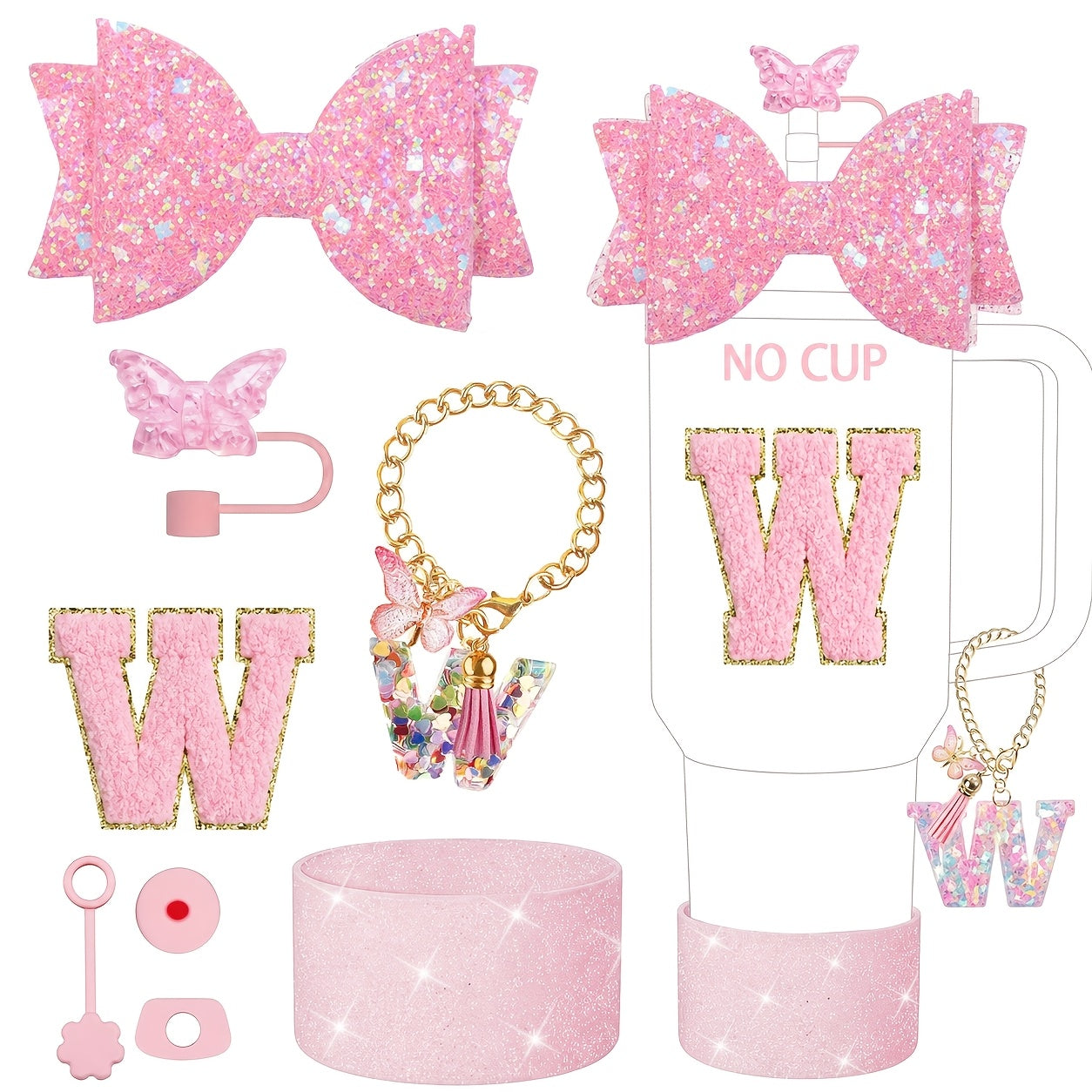 8pcs additions set 30oz 40oz tumbler cup including straw top