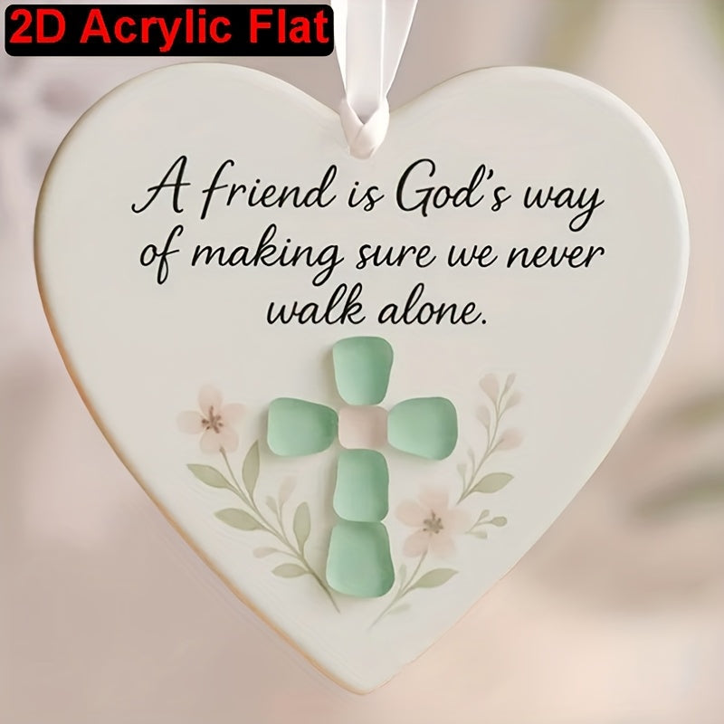 2d flat heart shaped acrylic friendship hanging ornament