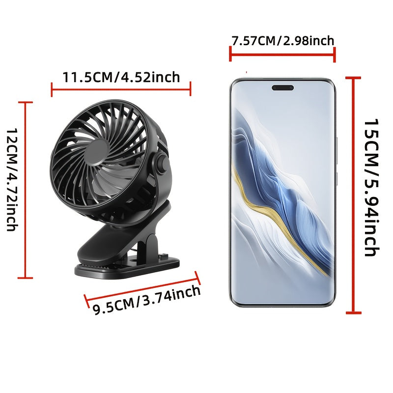 portable clip fan rechargeable usb desk fan type c charging