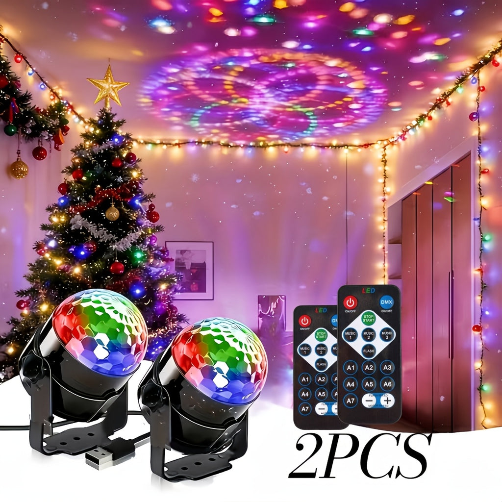 2pcs qwsxde remote   projection light rgb disco