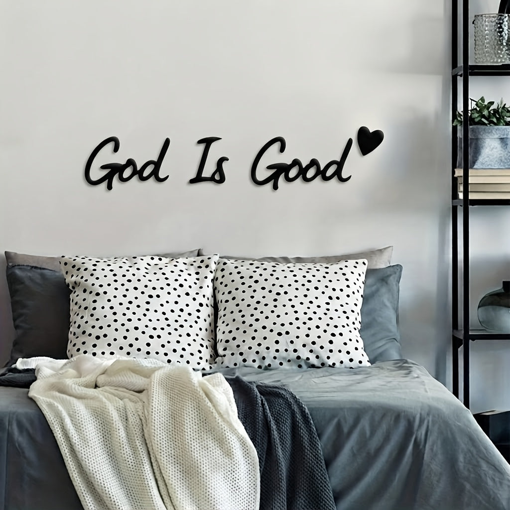 4  god good wall art set script word sign heart