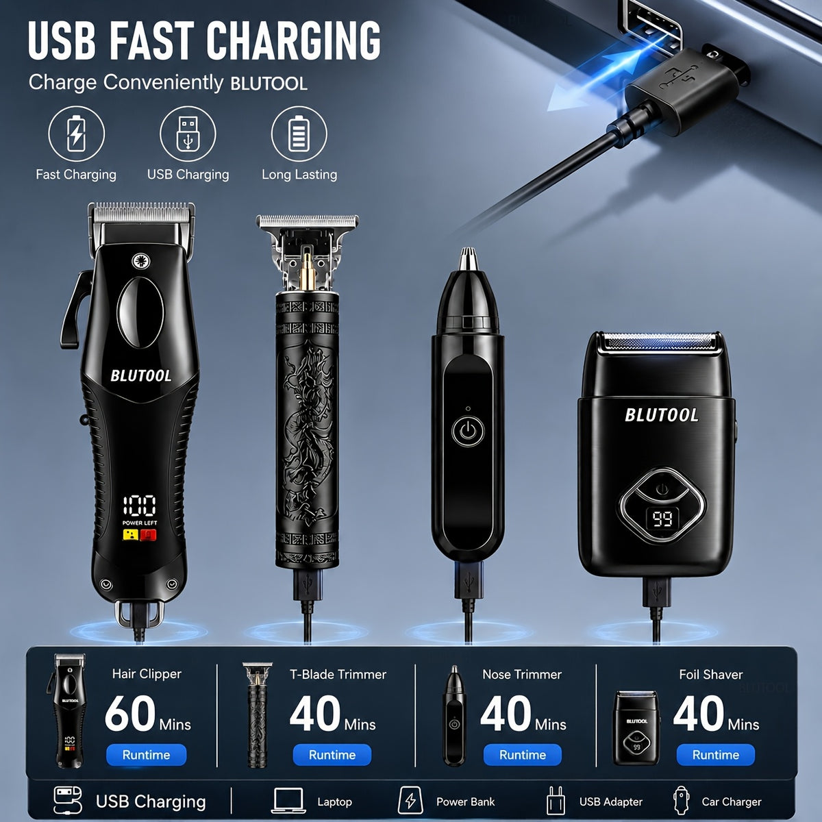 rechargeable electric grooming kit   an lcd battery