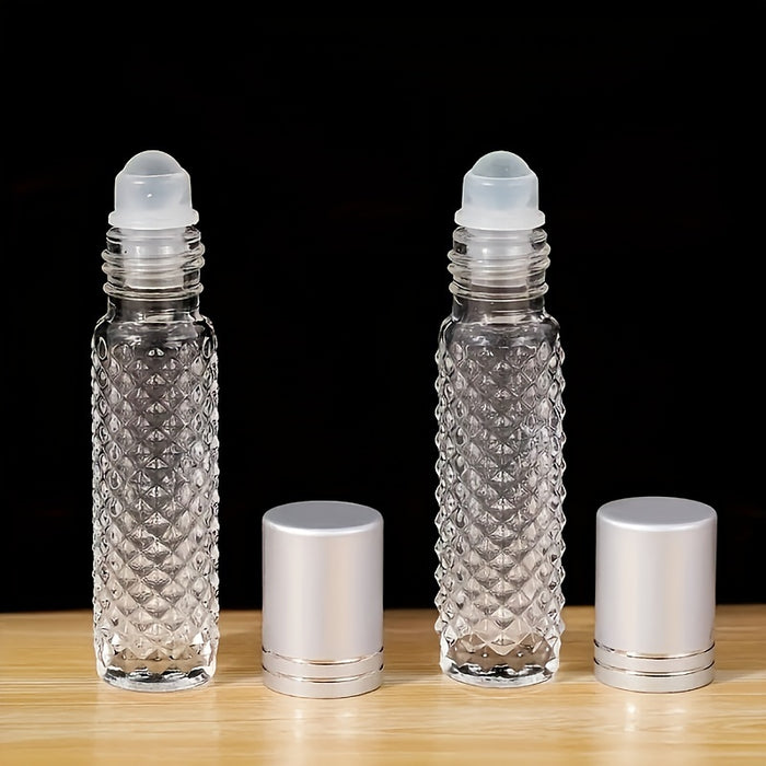 two refillable glass ball bottles designed cosmetics