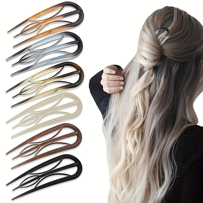 3pcs random color french hair clips u shaped retro vintage