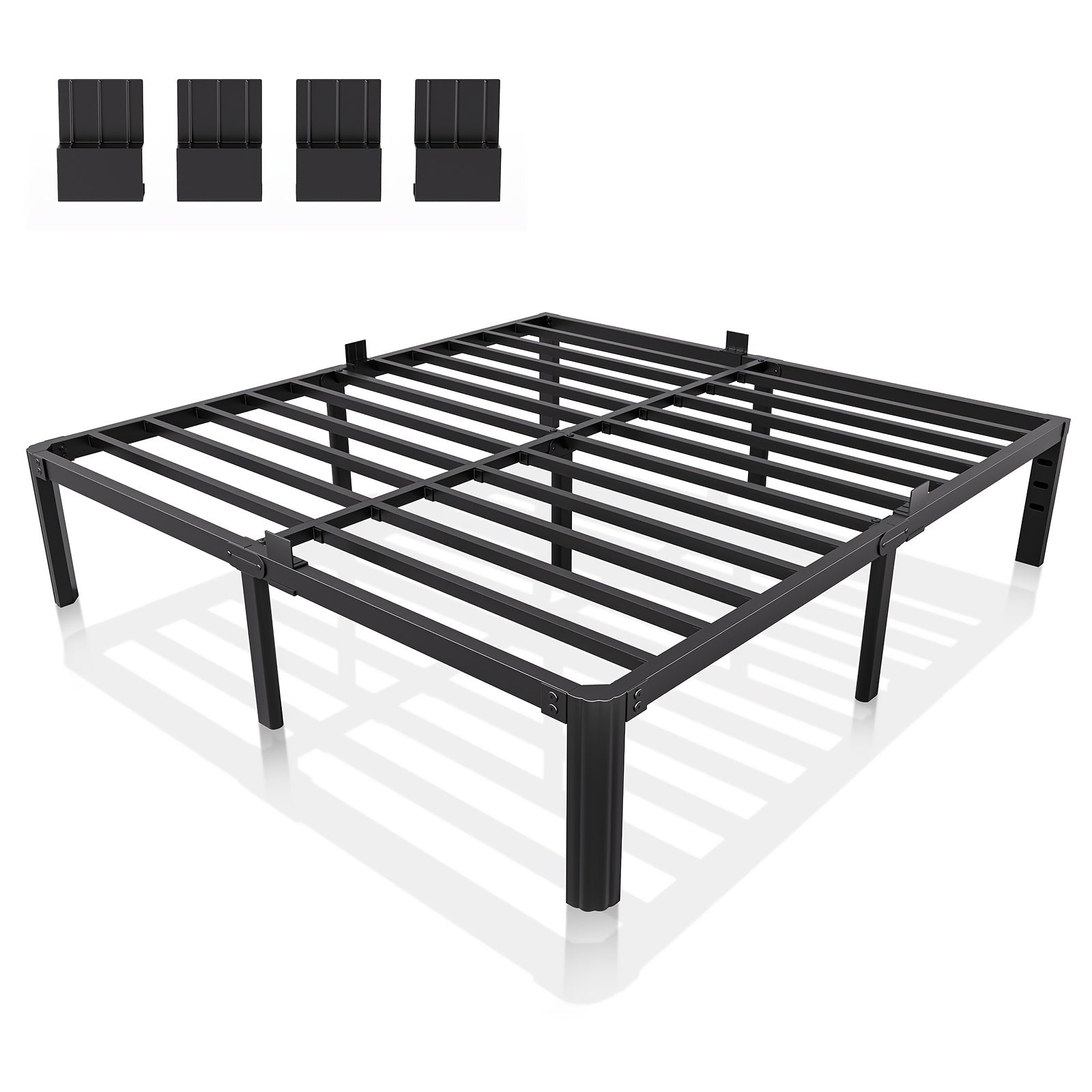 14 inch black metal bed frame king queen full twin