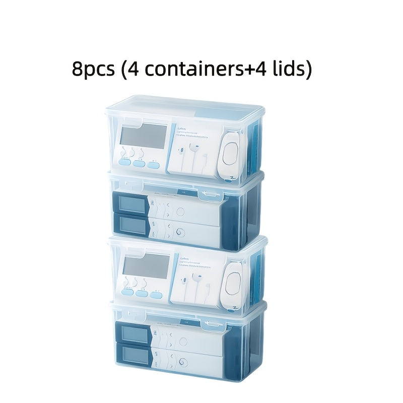 8pcs set 4 large clear frosted pp storage containers lids