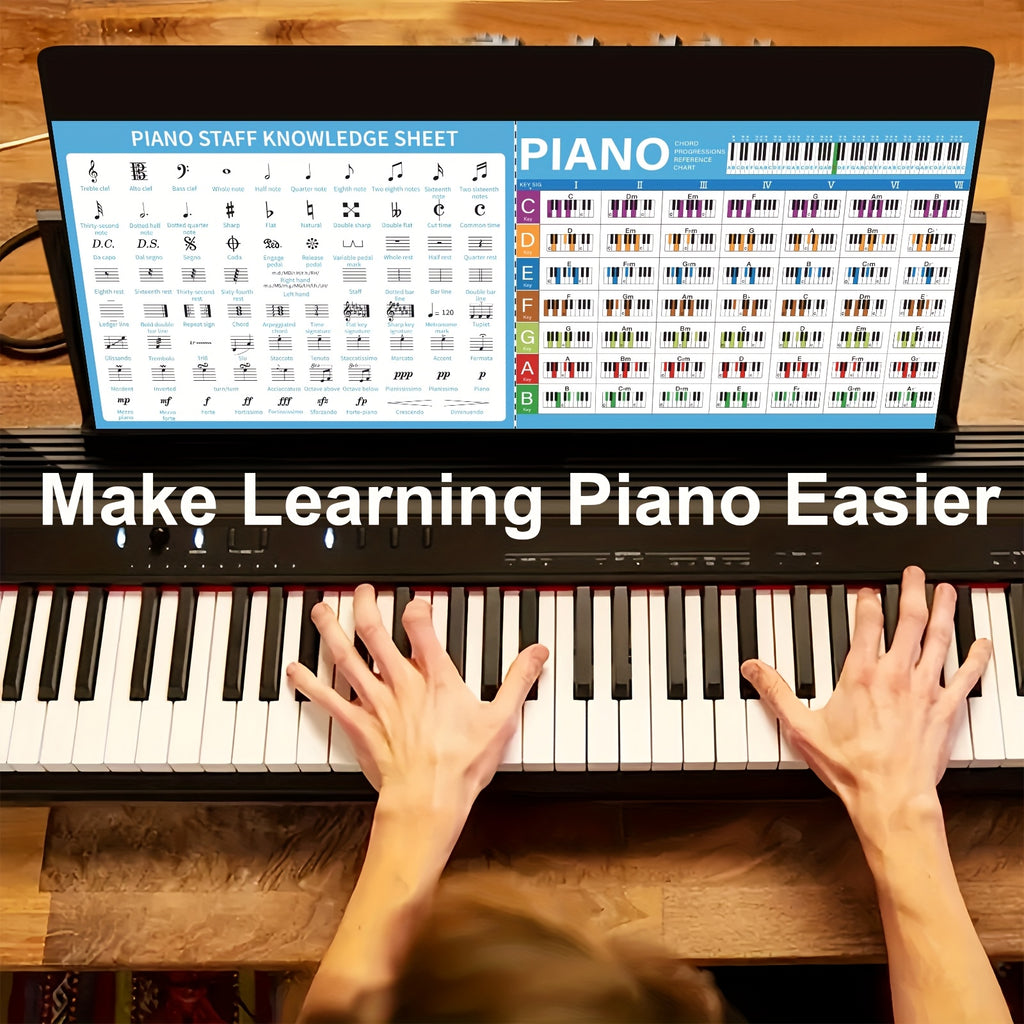 large size piano keyboard note chart staff paper music