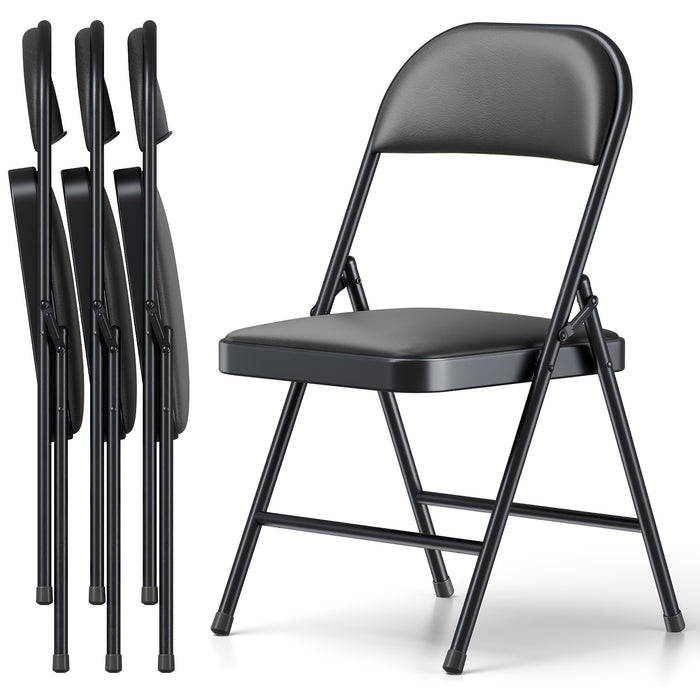 4 pack heavy duty black folding chairs padded seats portable