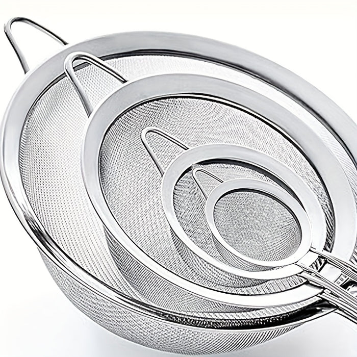 4pcs stainless steel flour sifter set handle   mesh