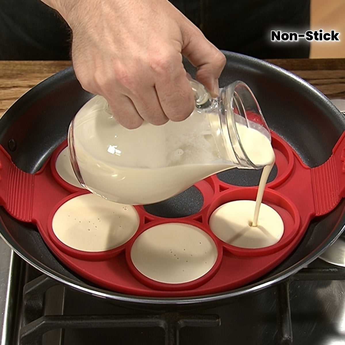 1pc silicone non stick pancake egg maker 4 cup round cooking