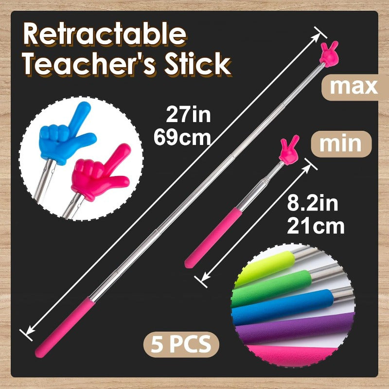 5pcs random color retractable teacher pointer ergonomic grip