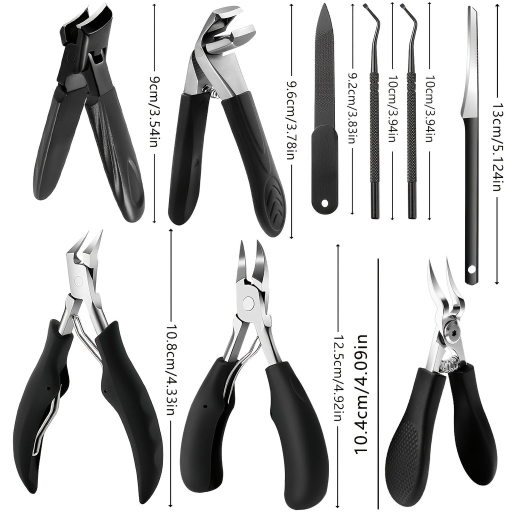 9pcs long handle heavy duty nail clipper set sharp curved