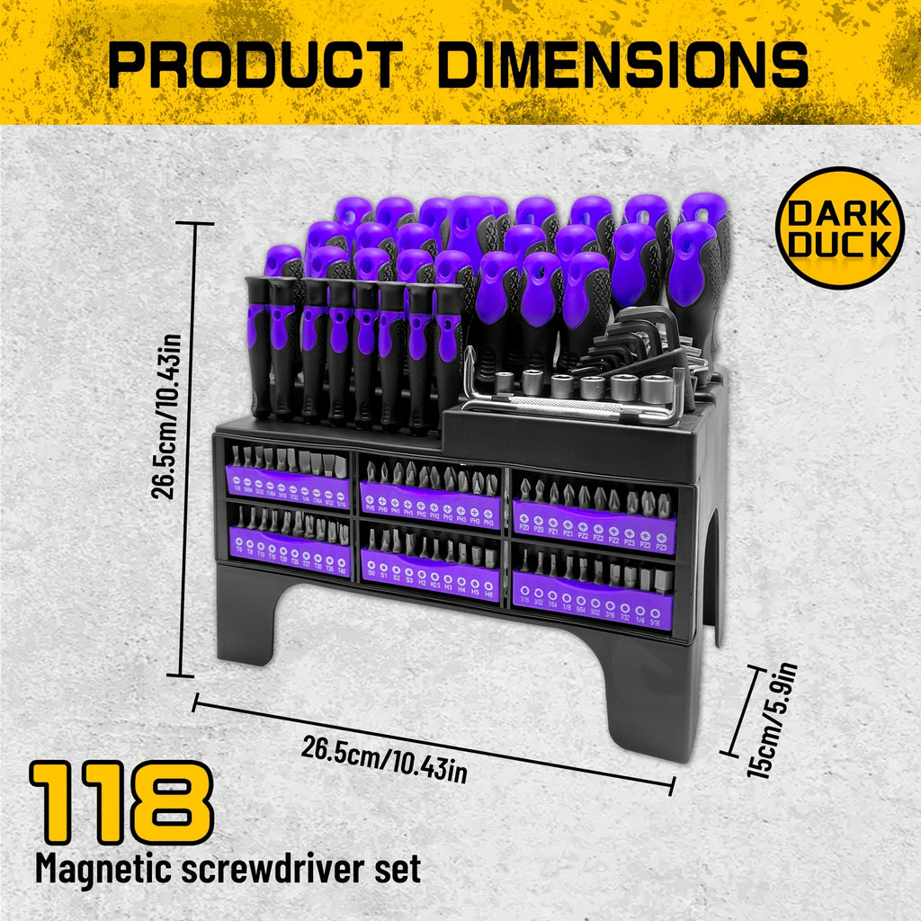 118pcs magnetic screwdriver set plastic rack magnetic tool