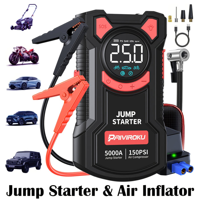 jump starter air compressor 5 in 1 function jump box 5000a