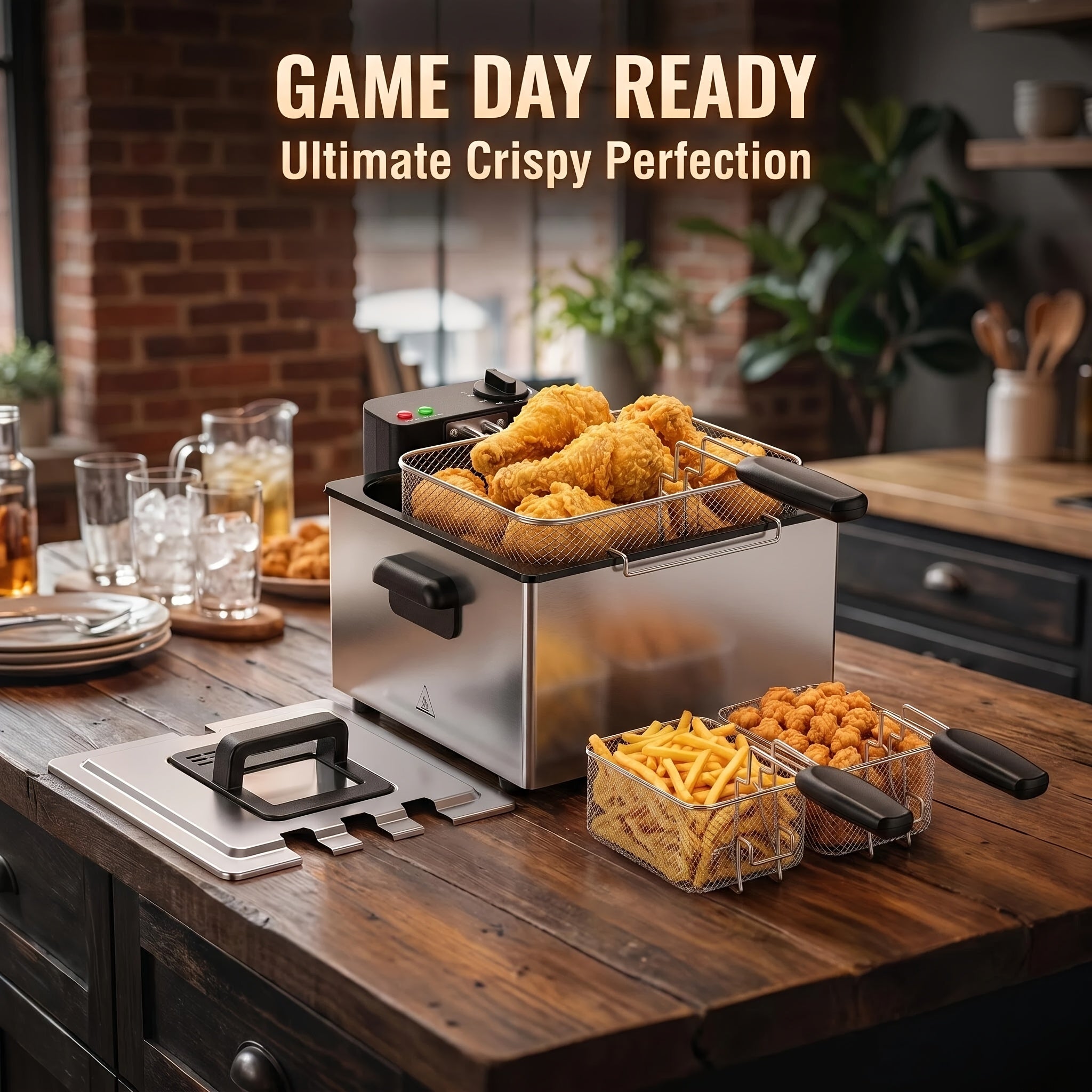 3 5l deep fryer home use 1800w   3 baskets
