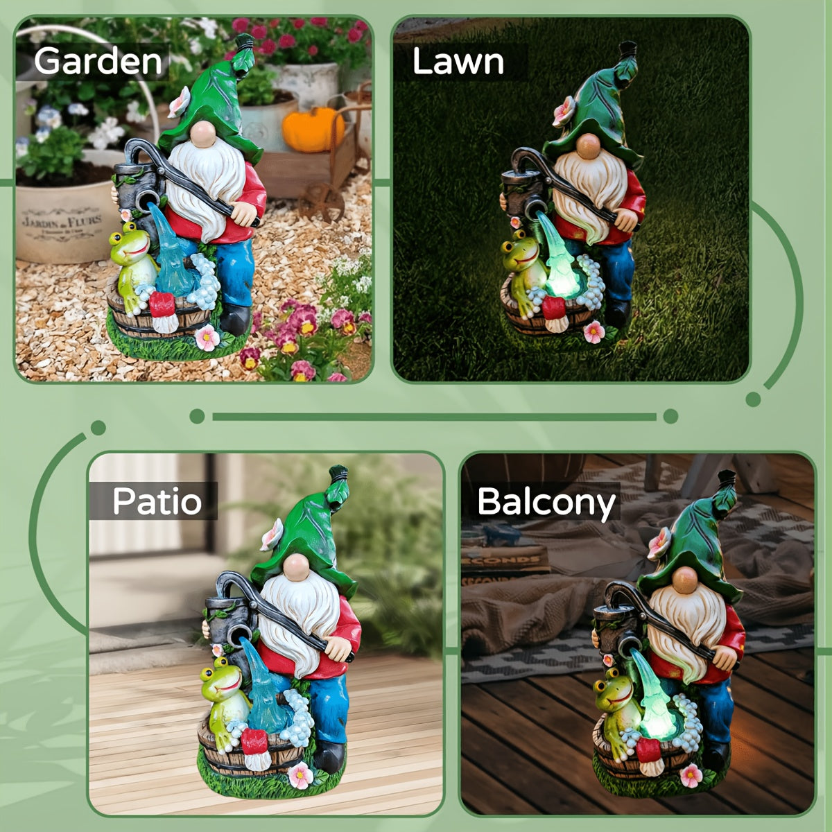 outdoor garden solar resin statue decorative light garden