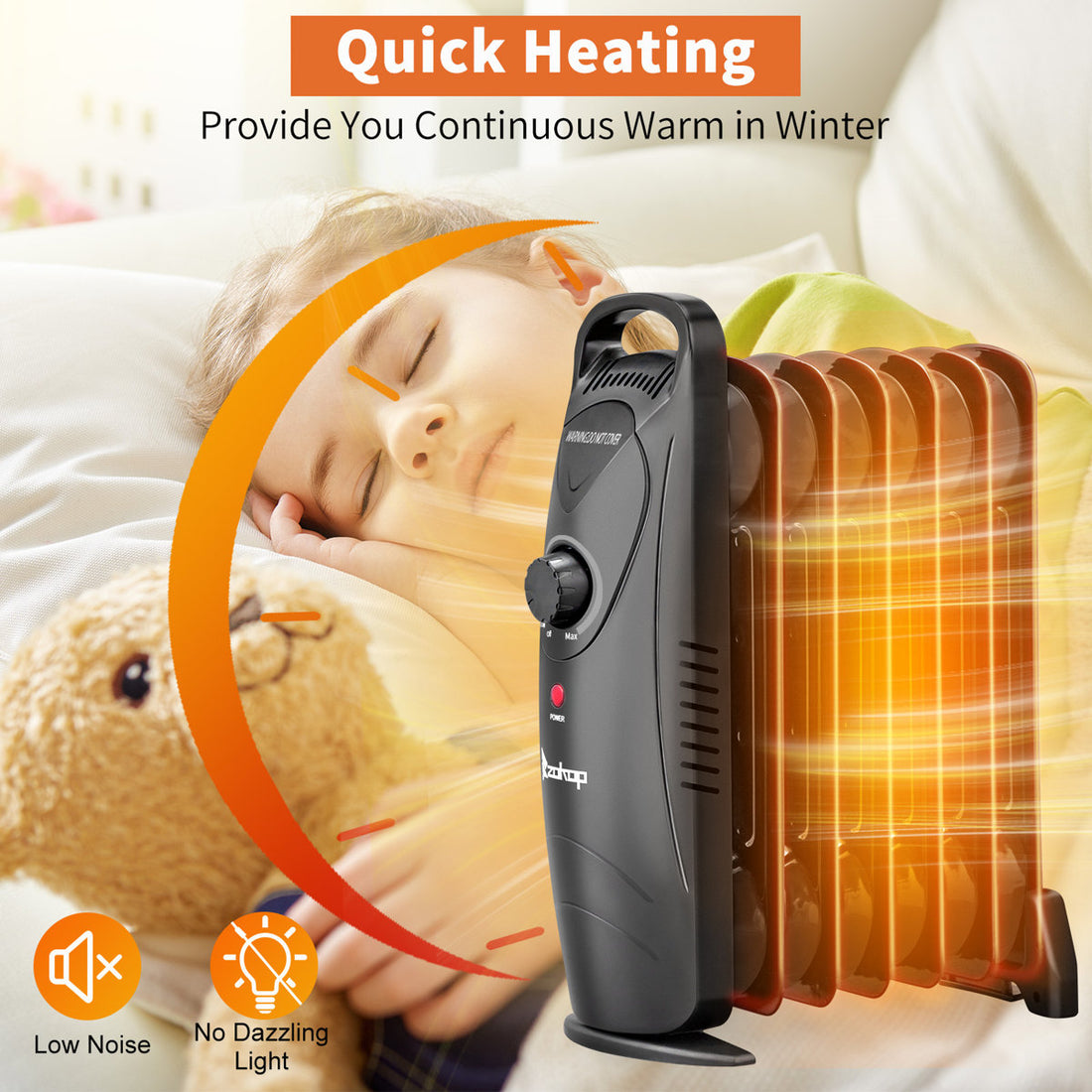600-Watt Black Indoor Electric Oil-Filled Radiator Space Heater