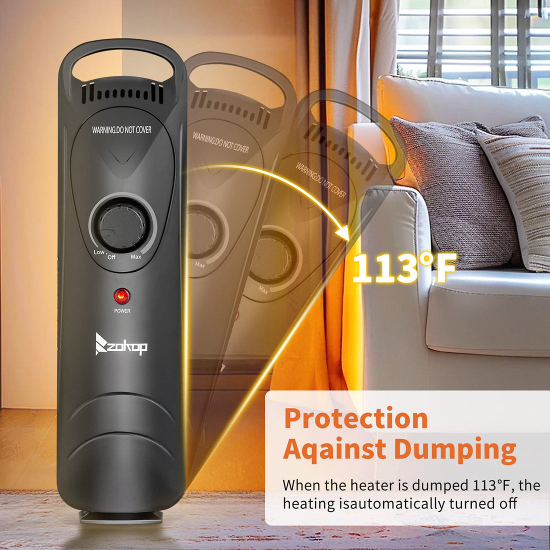 600-Watt Black Indoor Electric Oil-Filled Radiator Space Heater