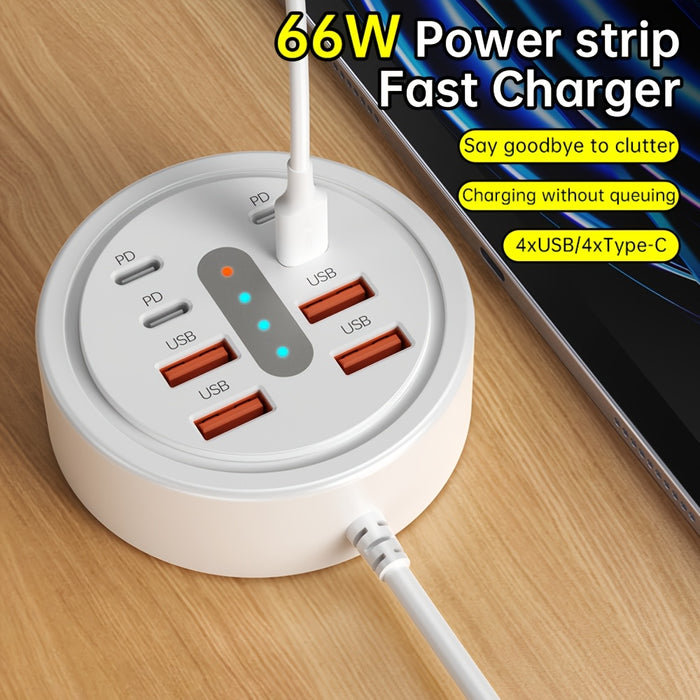 66w round usb c fast charging hub 8 in 1 model 4 type c pd 4