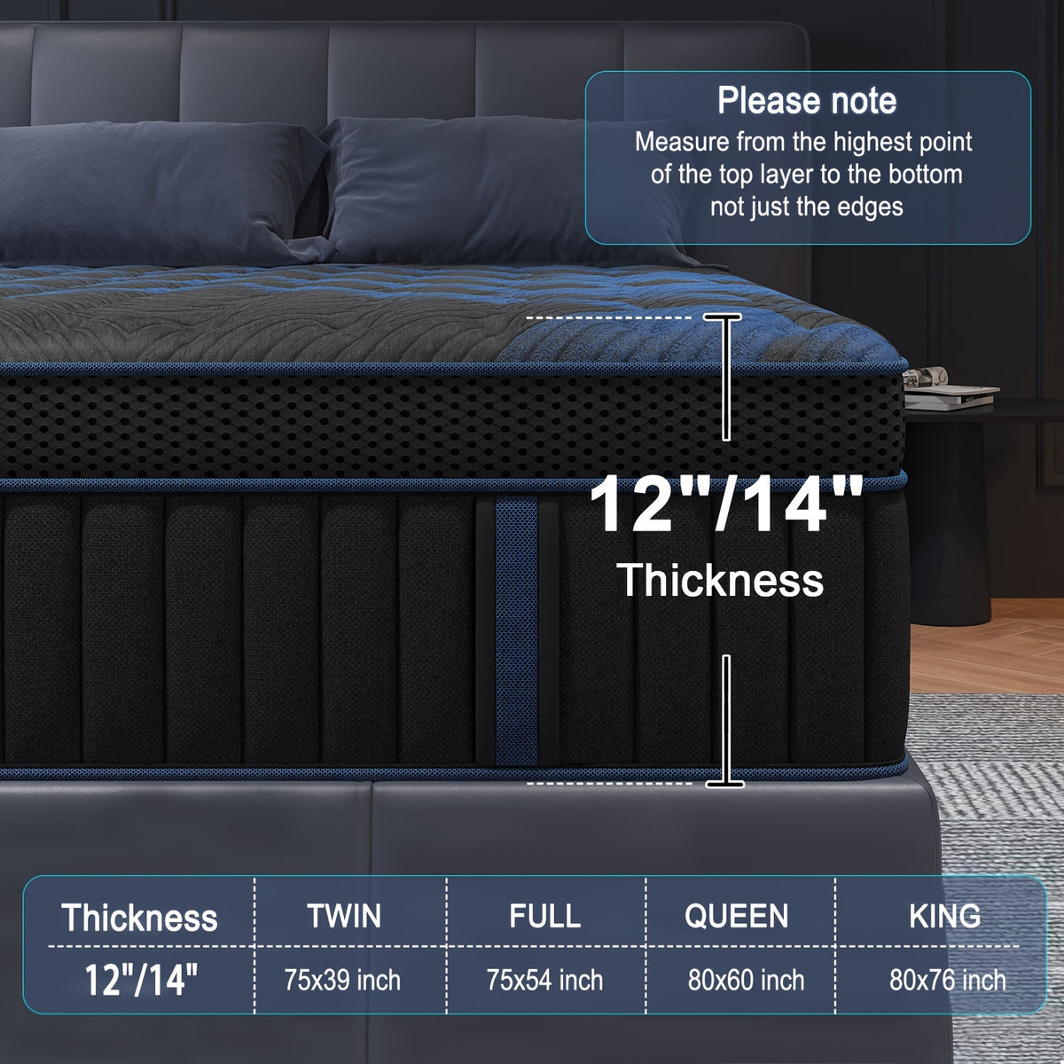 12 14 inch gel memory foam mattress