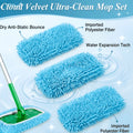 3 pack blue heavy duty reusable flat mop replacement heads 7