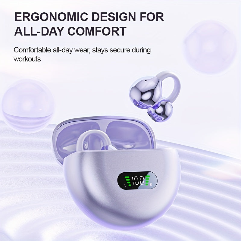 ear clip earbuds sports wireless earphones built in
