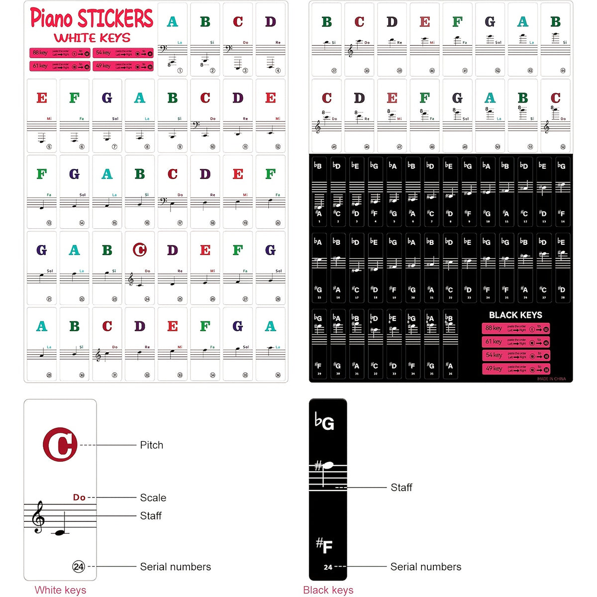removable piano keyboard letter stickers compatible piano