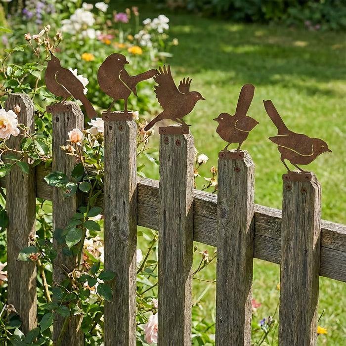 5pcs vintage rusty bird gardening decor realistic finch