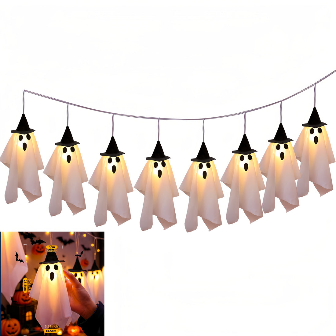 2026 new style 1 set 8 hanging halloween lights   hat