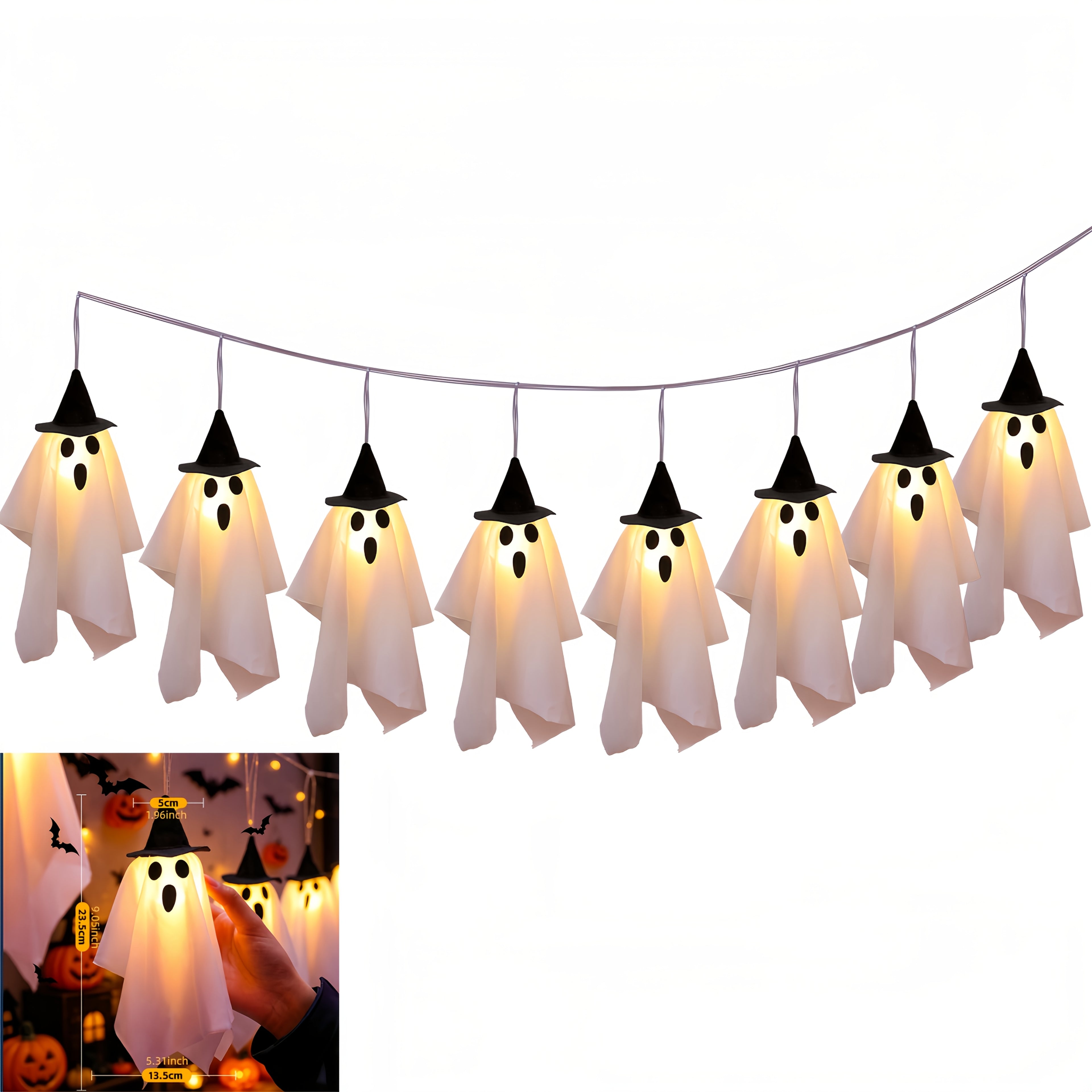 2026 new style 1 set 8 hanging halloween lights   hat