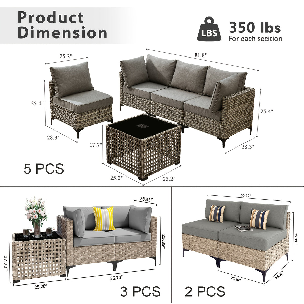 2 3 5 8 10pcs deep seat outdoor patio furniture set outside