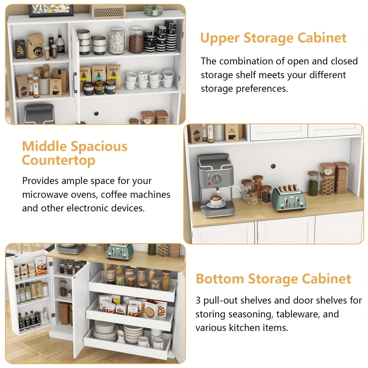 tall pantry storage cabinet 3 pull shelves modern kitchen