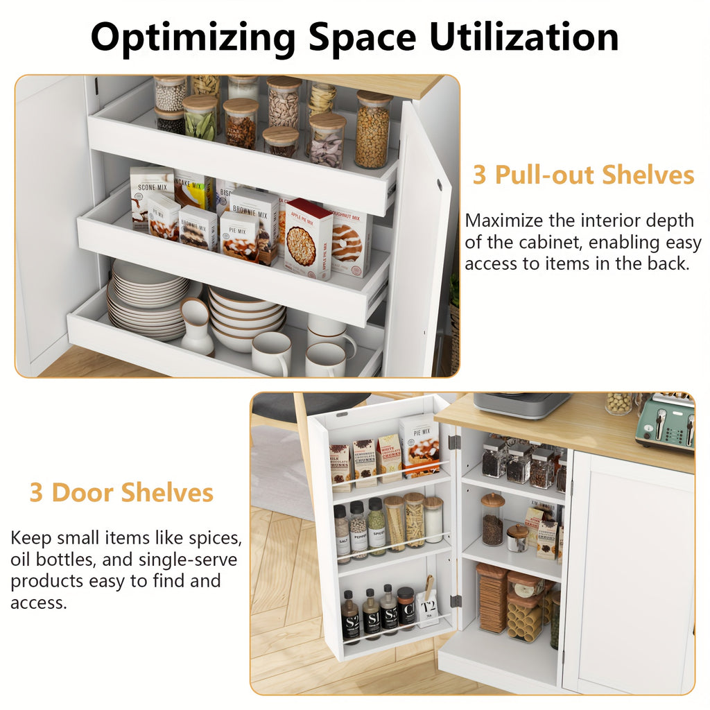 tall pantry storage cabinet 3 pull shelves modern kitchen