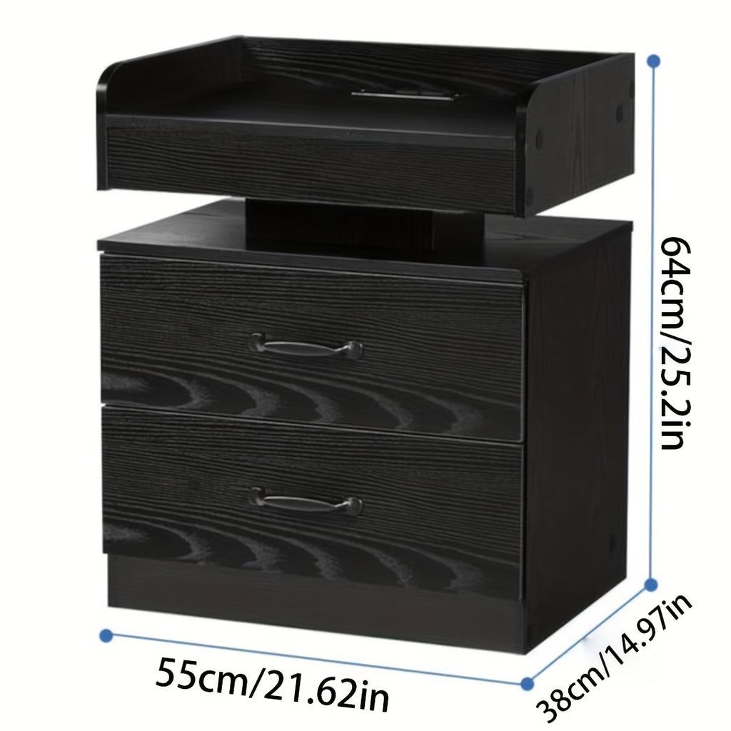 modern led bedside table charging station wooden bedside