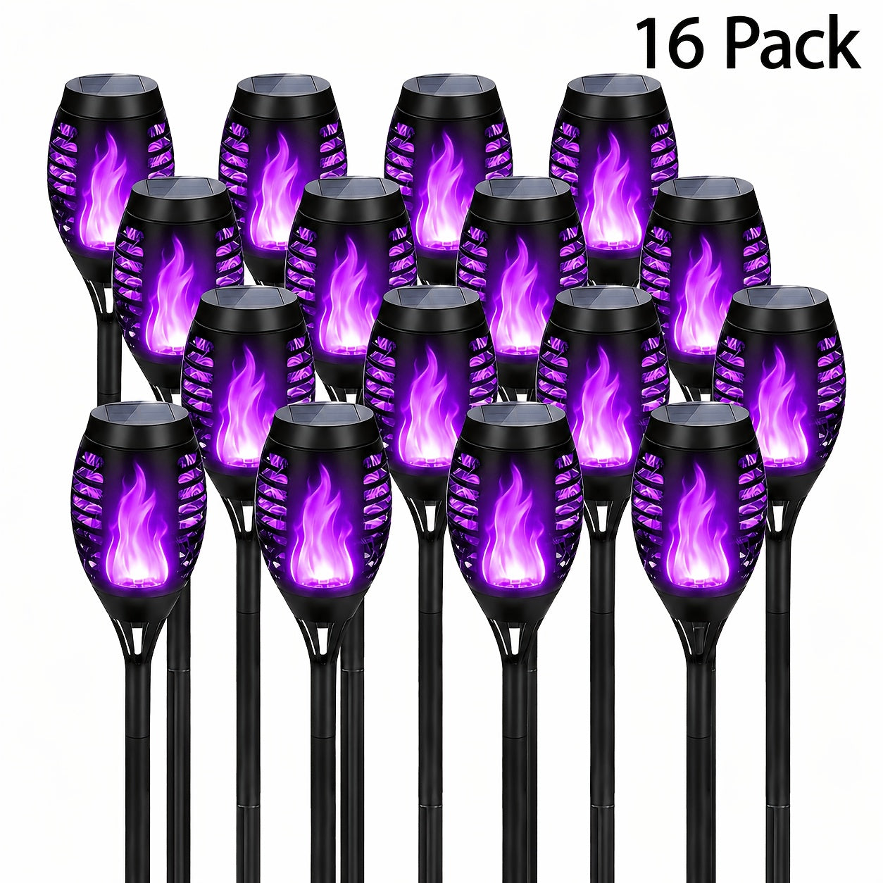 16 8pcs solar torch lights smart light control